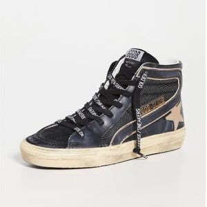 GOLDEN GOOSE SLIDE SNEAKER SIZE 37 in BLACK & GOLD